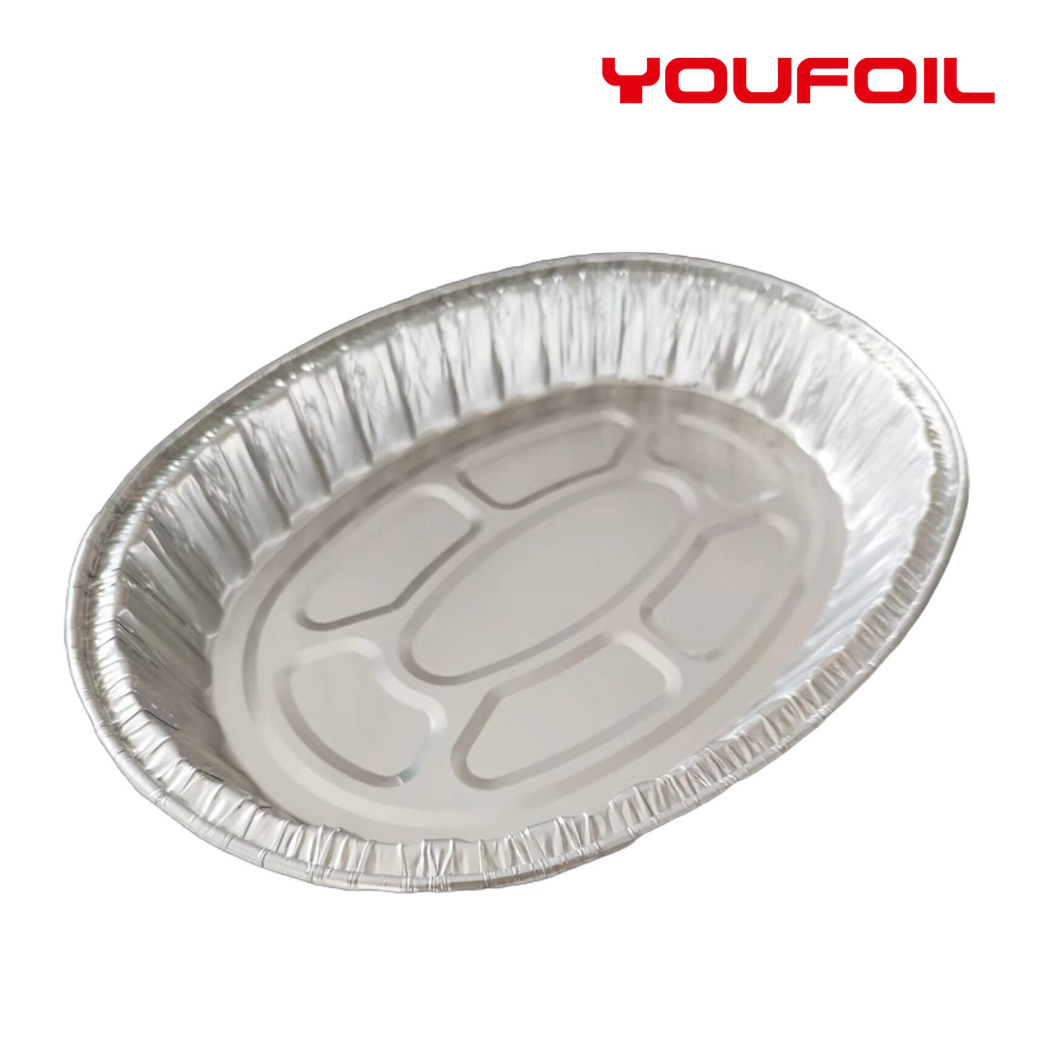 3003 Color Plata Bandeja de aluminio desechable de lámina Roast ovalado personalizado Logotipo