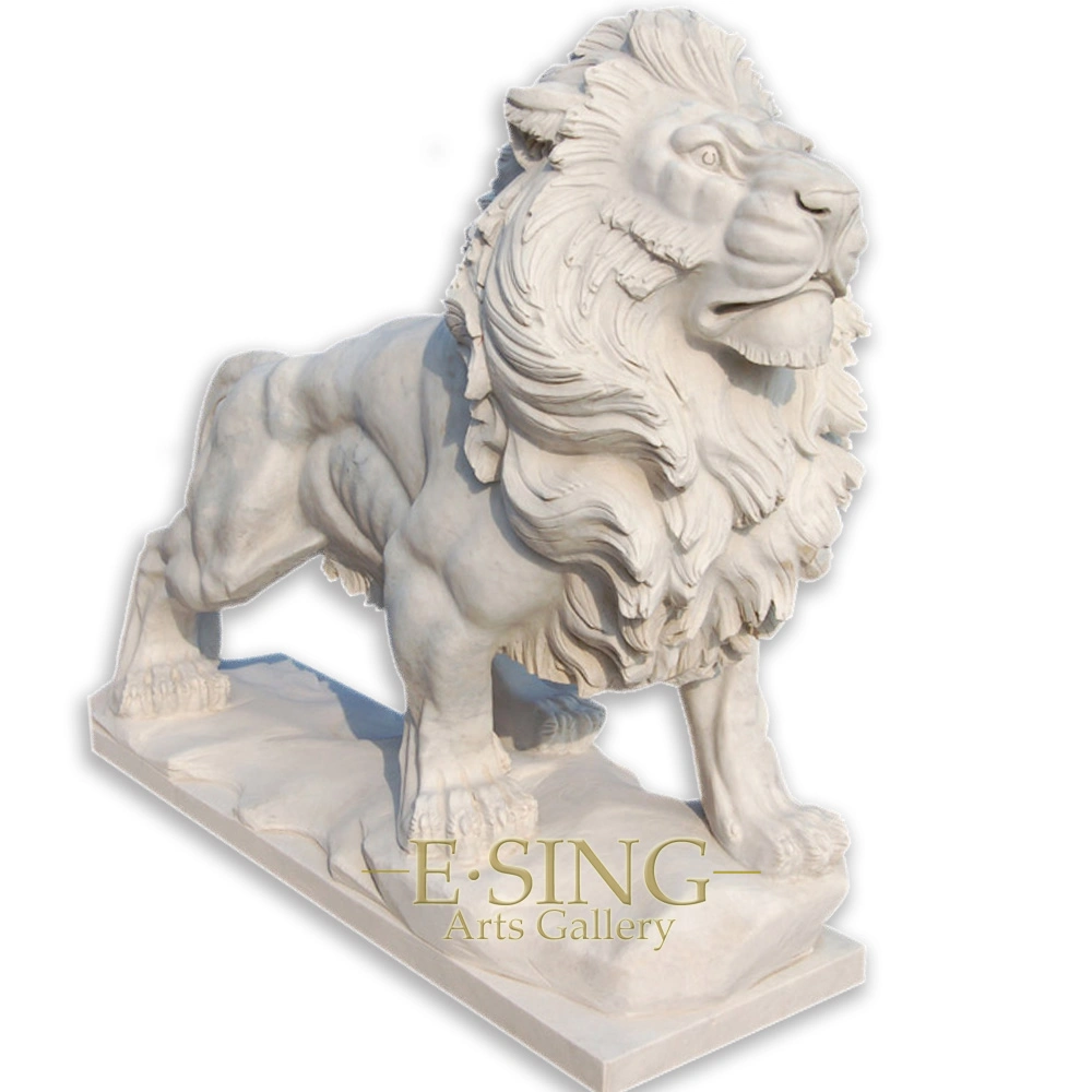 Jardin extérieur style occidental Lion en marbre blanc grandeur nature Lion à vendre.