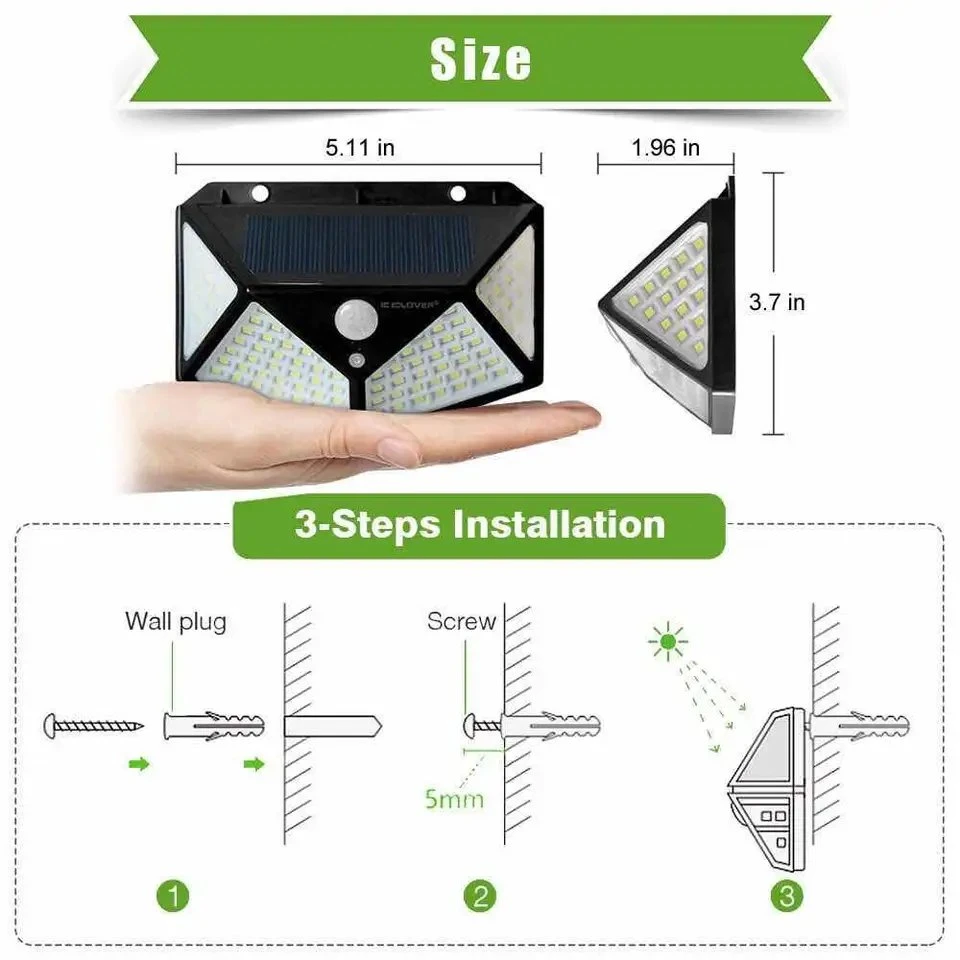 Sensor de movimiento eléctrico solar Pathway Flood Street Lighting pared LED Lámpara RGB exterior impermeable Solar Garden Lights