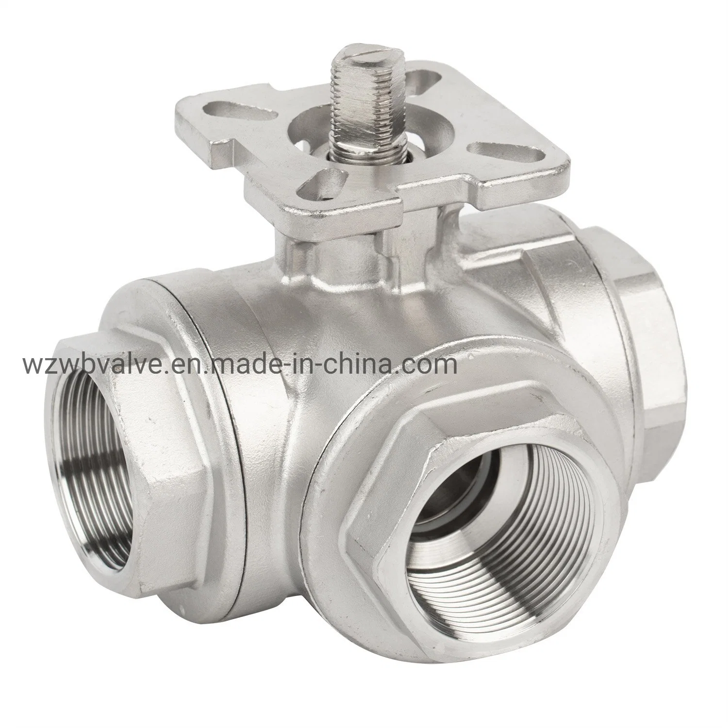 CF8m CF8 SS304 SS316 Aço inoxidável/Flange extremidades de rosca 3 Três Vias da Válvula de Esfera de aço fundido marcação/ISO/Pnematic operado elétrico L-tipo, tipo T5211 ISO