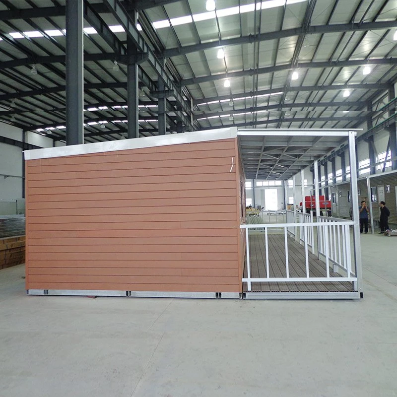 Installation rapide de maisons préfabriquées de bureau pliantes en conteneurs avec structure légère en acier.