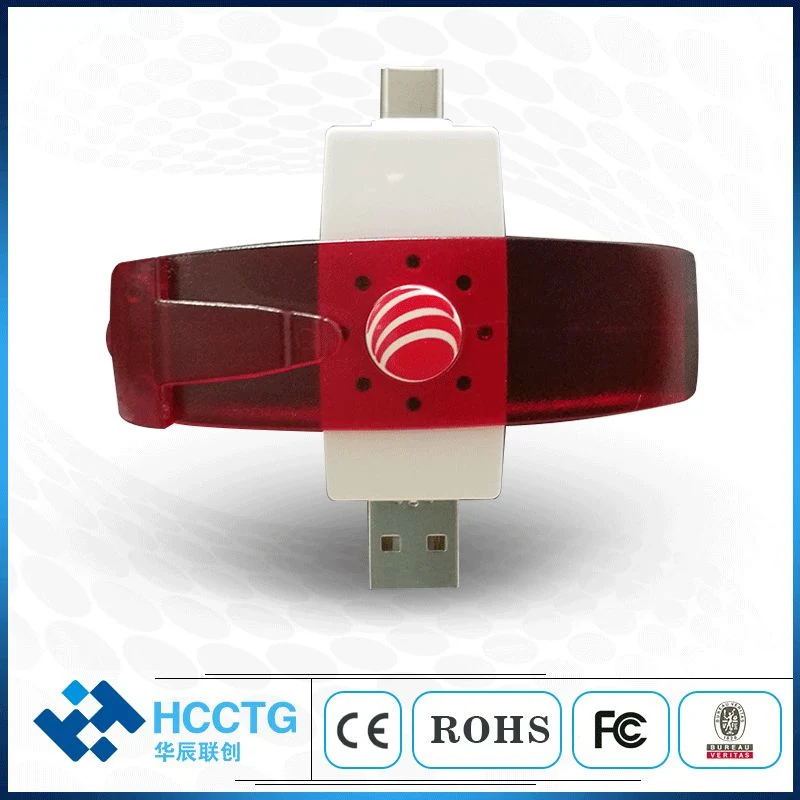 USB PC/Sc RFID Contactless NFC Smart Card Reader with USB Type a and Type C Dual Connectors (DCR37)