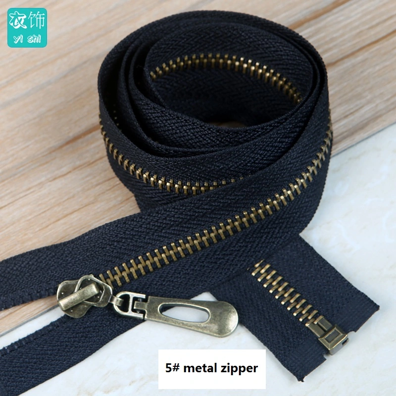 5# Metal Zipper Open-End Bronze Bright Silver Black Copper Teeth Zipper Black for Womens Cloth and Coat