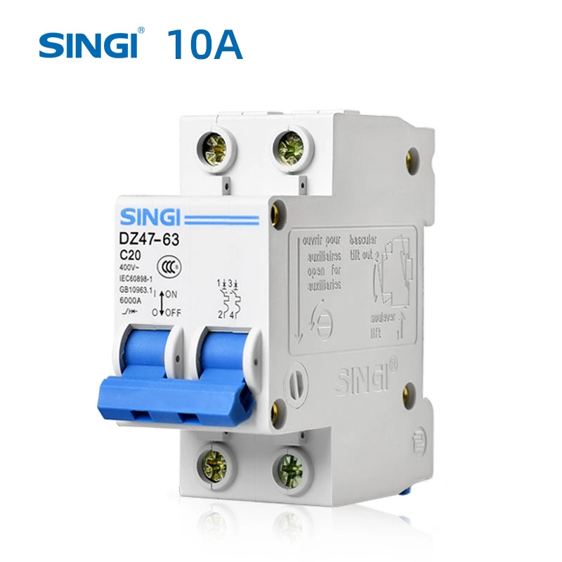 Singi DC Dz47-63 2p 10A Electrical MCB Miniature Circuit Breaker