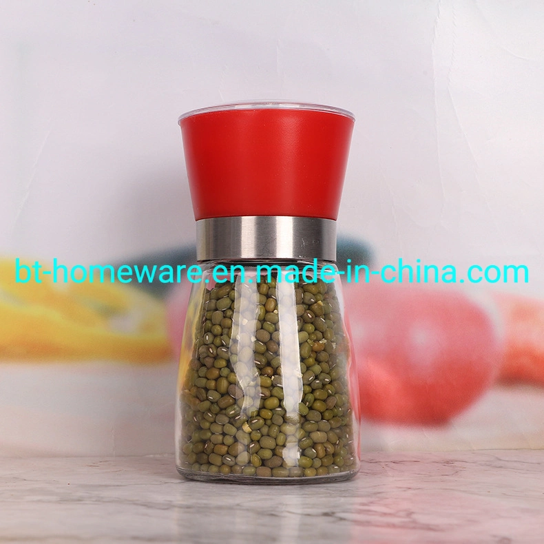 Wholesale/Supplier 180ml Glass Pepper Mill Suitable for Professional Chefs Salt and Pepper Mill with Plastic Lid