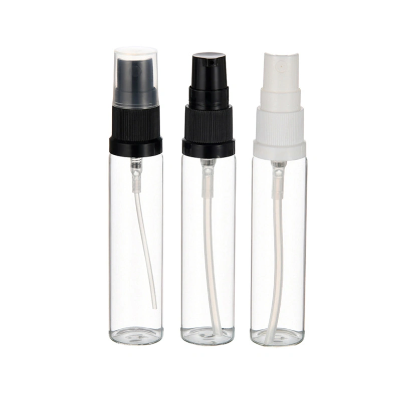 Free Sample 5ml 10ml Portable Transparent Perfume Cosmetic Plastic Spray Bottle Glass with Cap