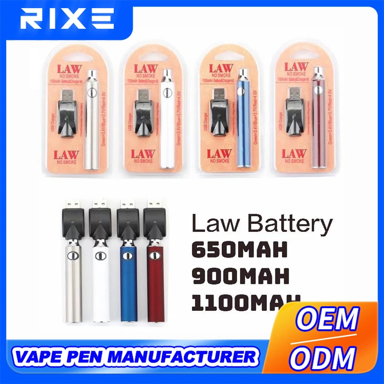 Vape Pen Battery 650mAh Voltage Adjustable E-Cigarette Battery with Smart USB 510 Thread USB Charger Law 510 Thread Battery