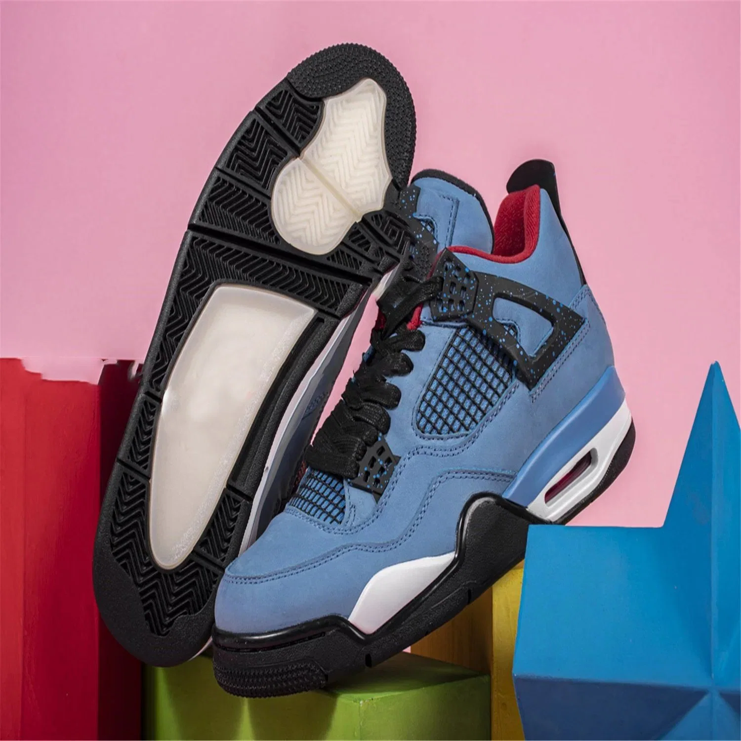 Cheap Dropshipping Wholesale/Supplier Travis Scott X Air Jor-Dan 4 Jumpman 1 Fragment Blue Purple Putian Shoes