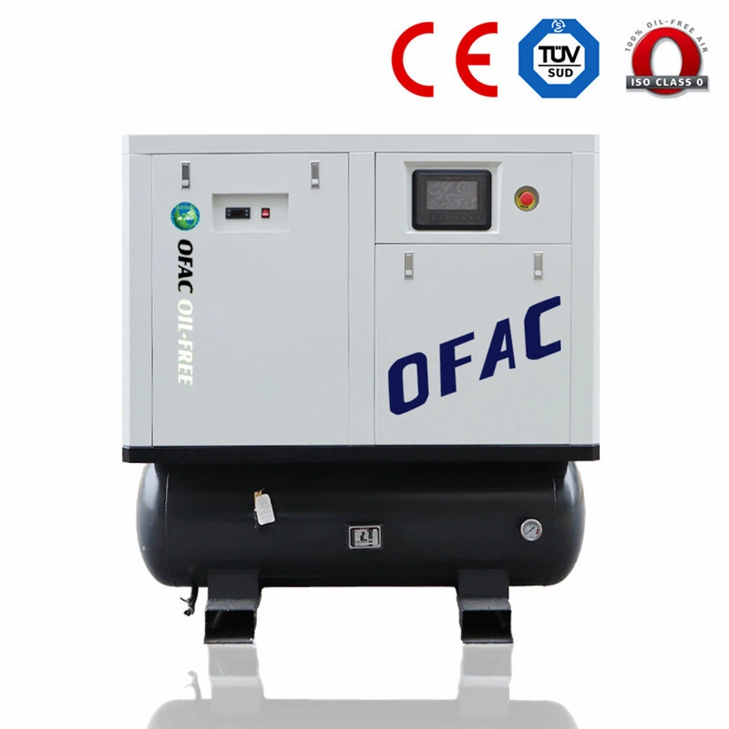 Industrial Silent Oil-Free Electrical Rotary Screw Air Compressor Air Cooling Multivee Belt 7 10bar 300L 25 42cfm Stationary