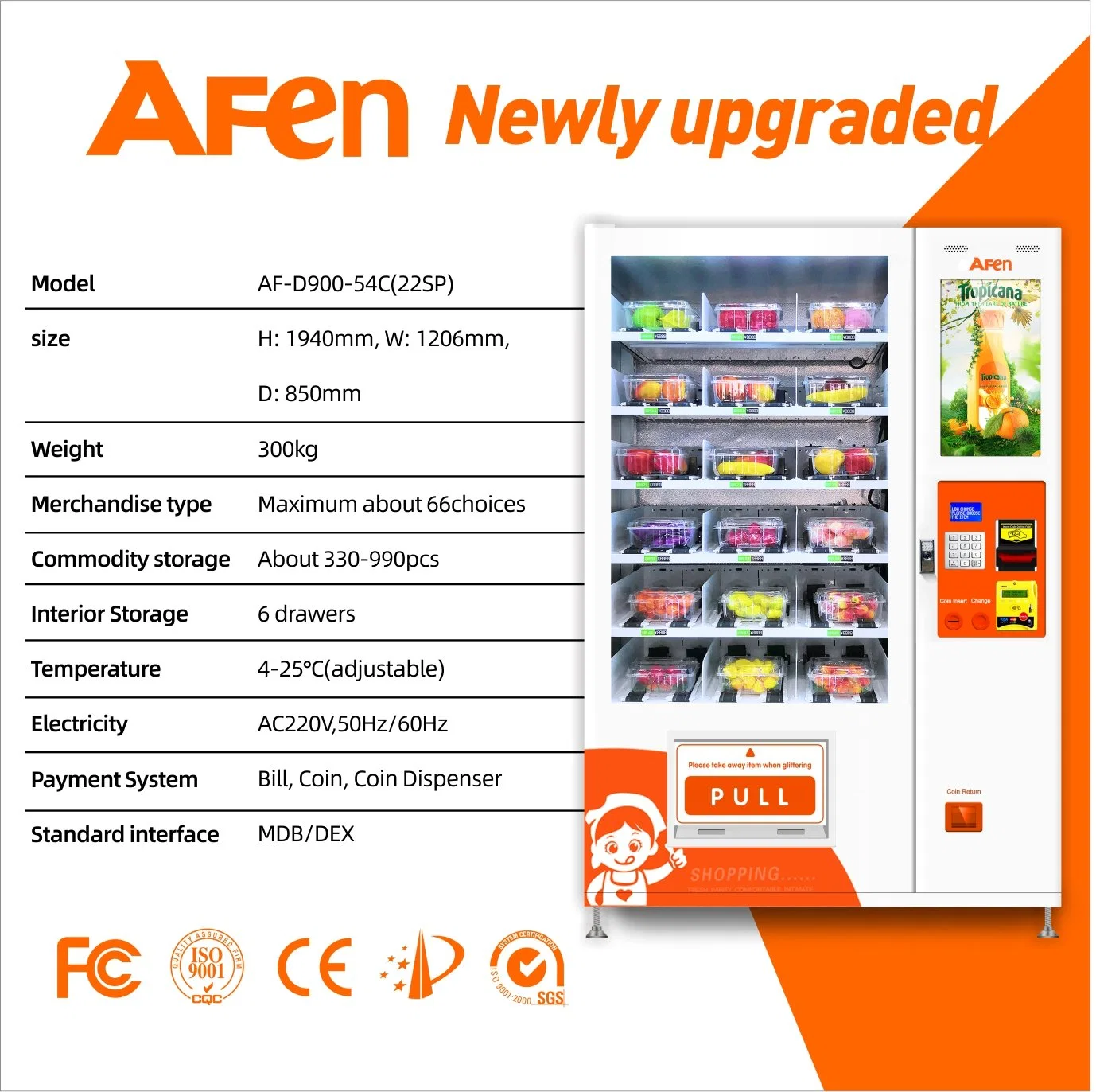 Afen Fresh Food + Healthy Food Vending Machine by Cash and Cashless Operated