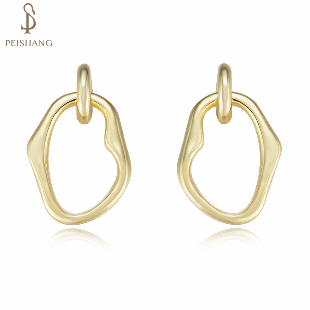 Fashion Irregular 925 Sterling Silver Gold Plated Simple Charm Geometric Stud Earrings for Daily Wear