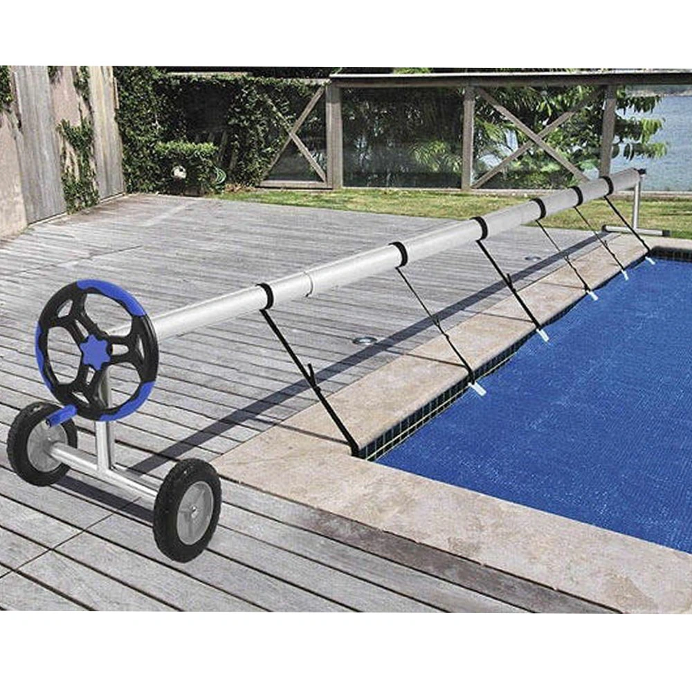 Maygo 21 FT Pool Solar Cover Reel Set für oberirdisch Pool, Aluminium Schwimmen Inground Cover Roller mit 1 Thermometer und 1 Haspel Cover für Schwimmbad Solar