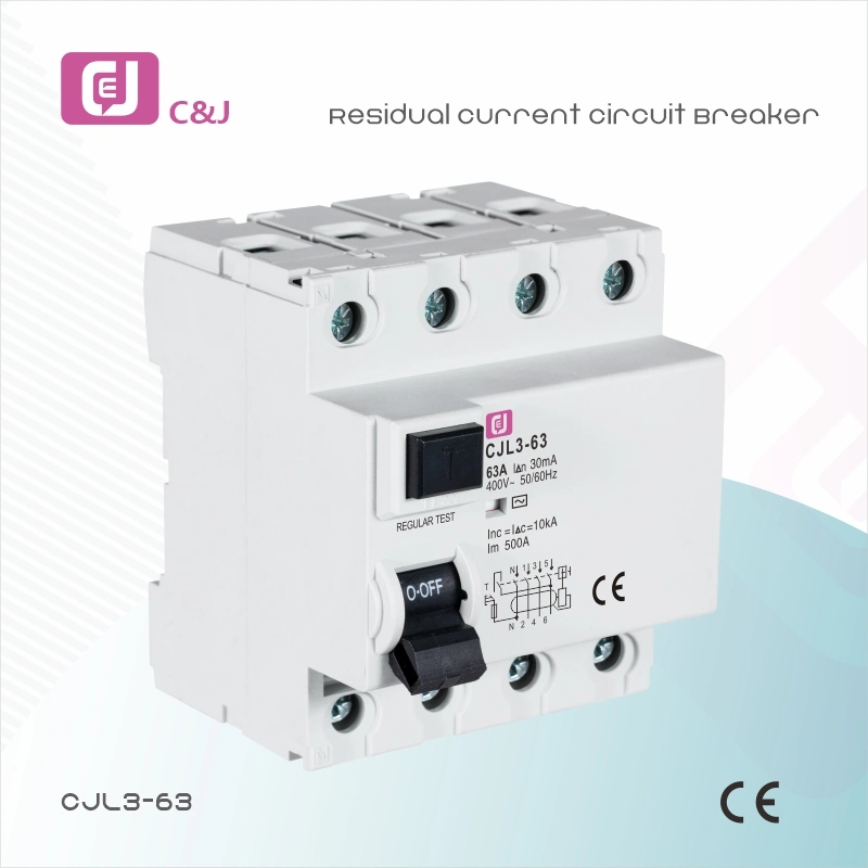 Cjl3-63 4p 63A Electronic Type RCCB MCB Residual Current Circuit Breaker
