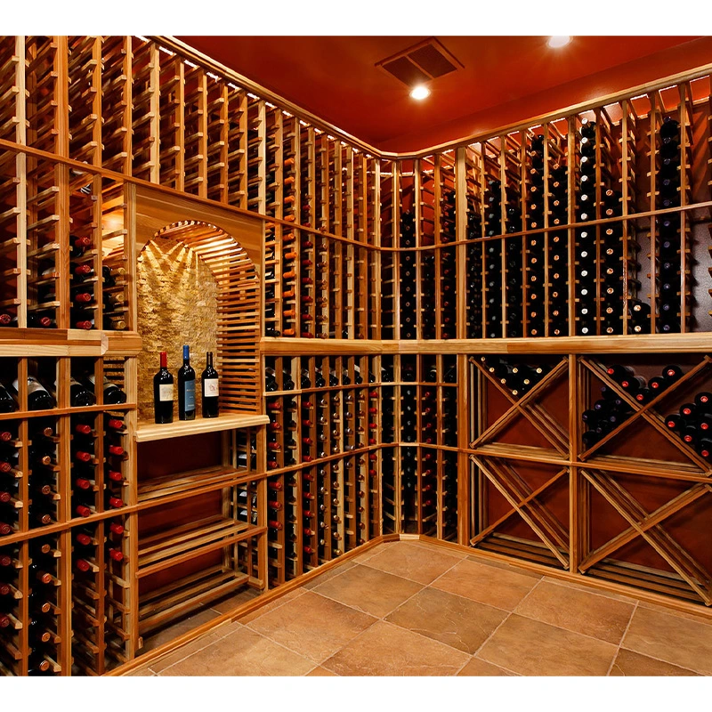 Wooden Display Gondola Shelves Liquor Cellar Storage Wine Stores Wooden Display Stand Rack for Wine