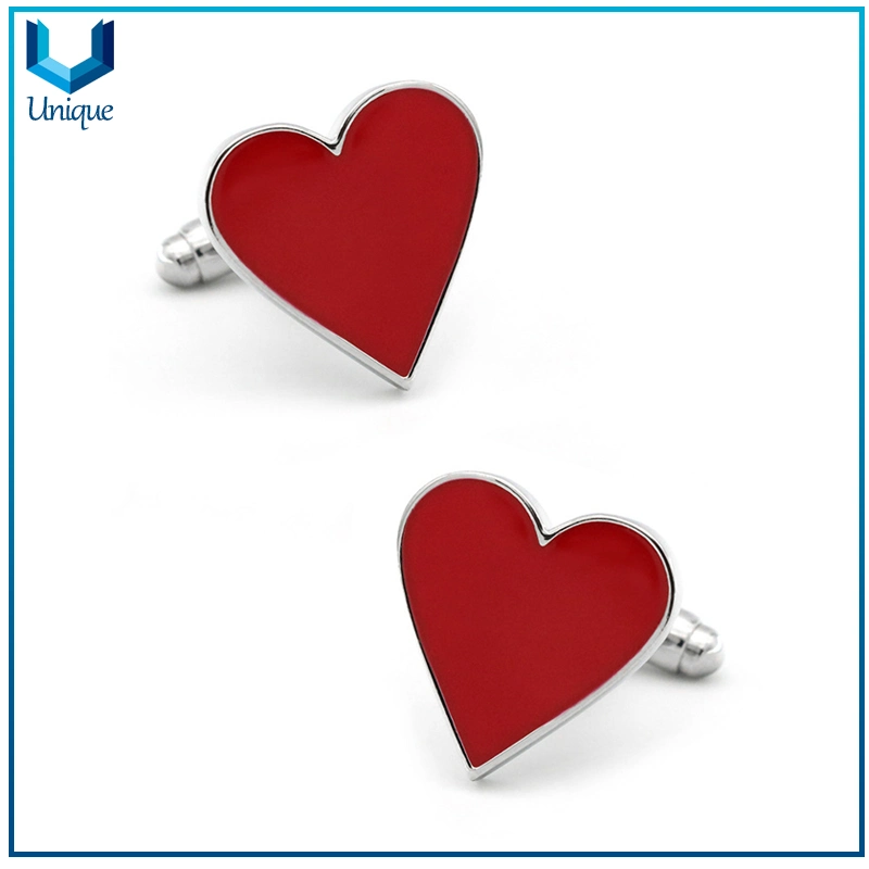 Fashion Heart Shape Cufflink Button Manufacturer, Custom Wedding Company Logo Cufflink for Shirts Fashion Accessory Gifts