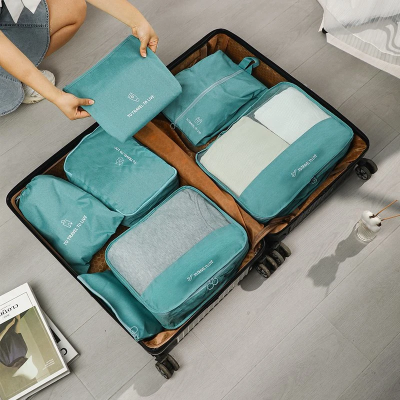 7pcs/Set Embalaje cubos equipaje Conjuntos impermeable de viaje Organizador Bolsa Para Suitcase