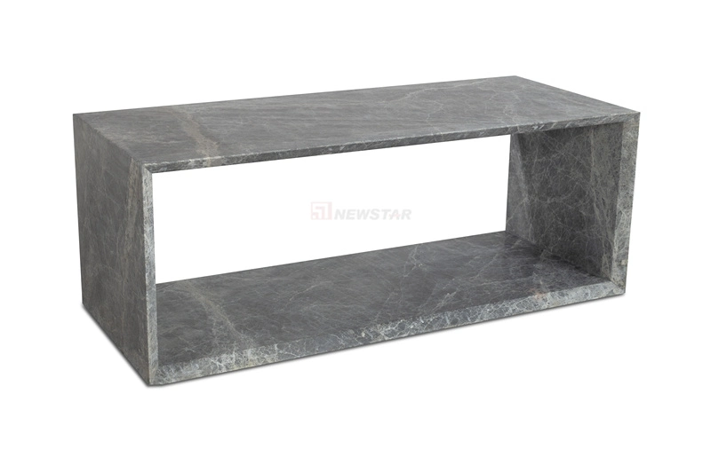 Living Room Furniture Natural Grey Marble Coffee Table Elegant Polished Tea Desk for Decoration Hotel Lobby Coffee Table