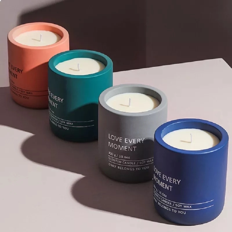 Custom Unique Short Candle Jars Luxury Candle Packaging Colored Concrete Candle Tins