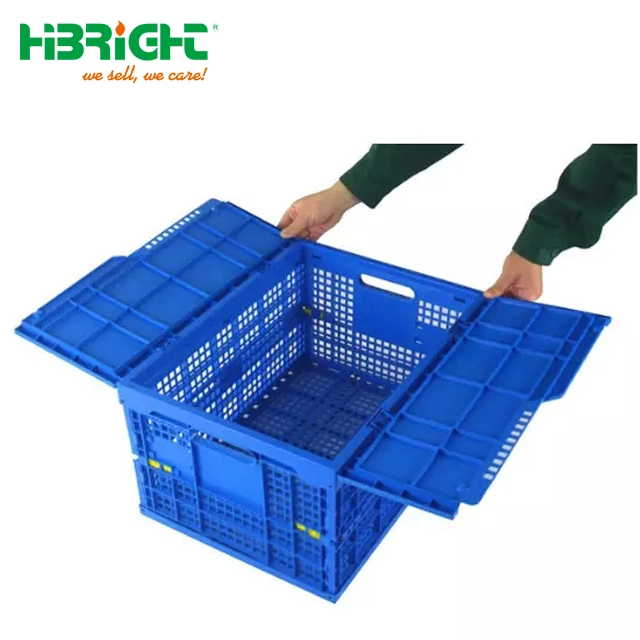 Compact Warehouse Plastic Stacking Folding Moving Crate Box for Transportation