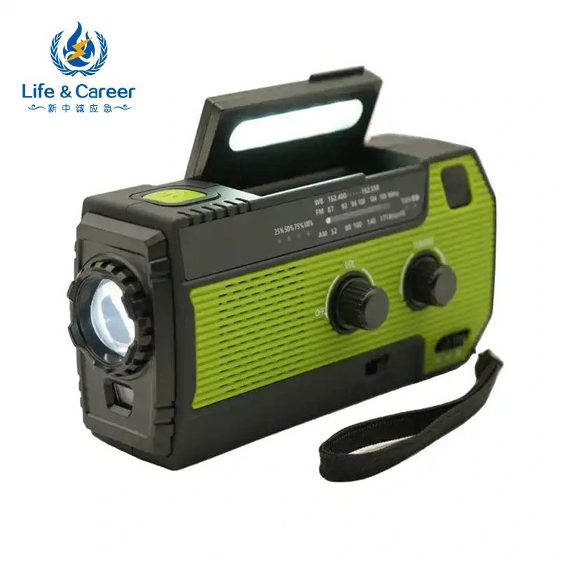 Emergency Radio Hand Crank Solar Charge Am FM Radio with Light Rechargeable Battery 2000mAh for Power Charge