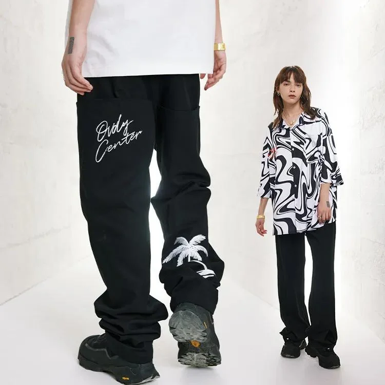 OEM Embroidered Straight Leg Loose Casual Cargo Pants Casual Pants.