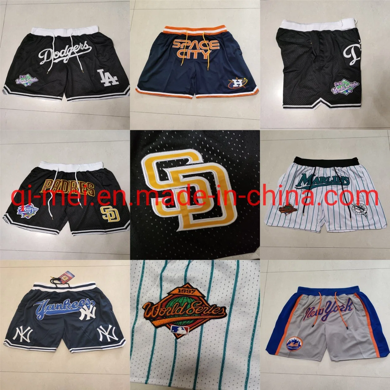 La New York Dodgers Yankees Astros padres Marlins Mets Throwback Clásicos de madera de Just Don pantalones cortos de béisbol