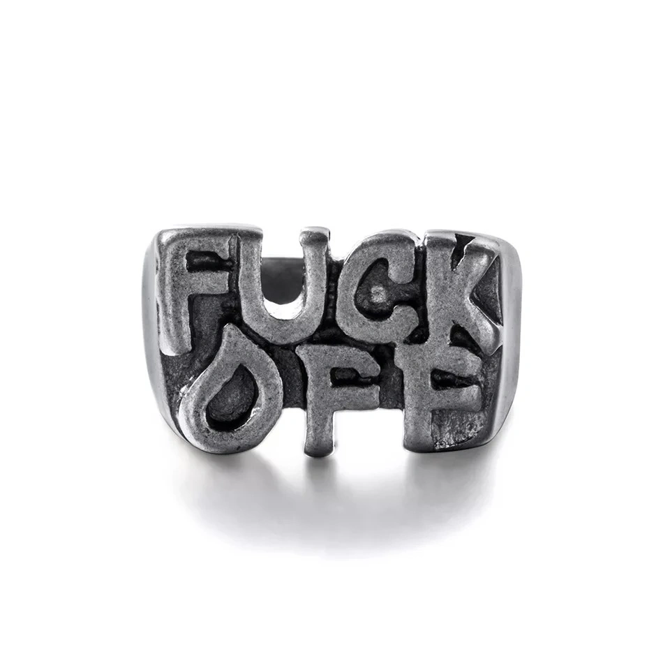 Personalidad Fuck off Ring anillo Vintage de acero inoxidable para personalizado