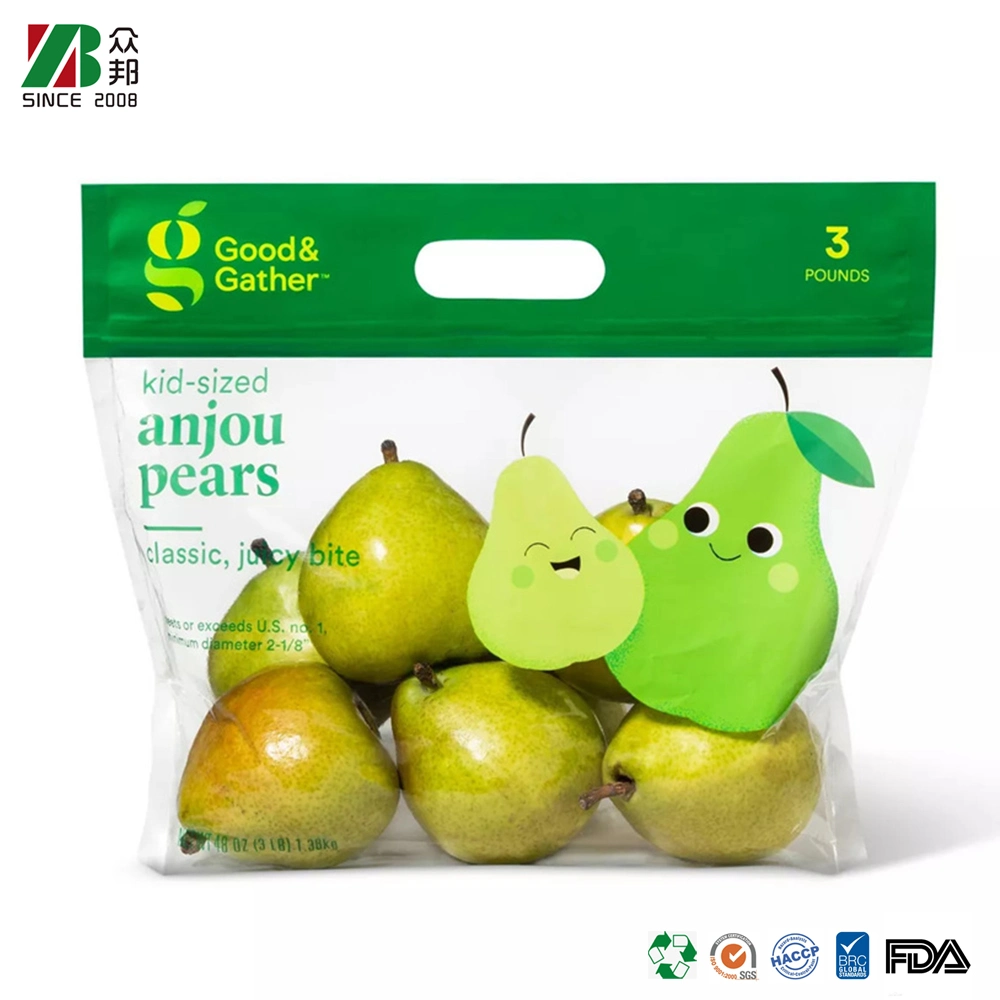 Refermable anti brouillard de grade alimentaire sac en plastique Fruits sac en plastique avec poignée