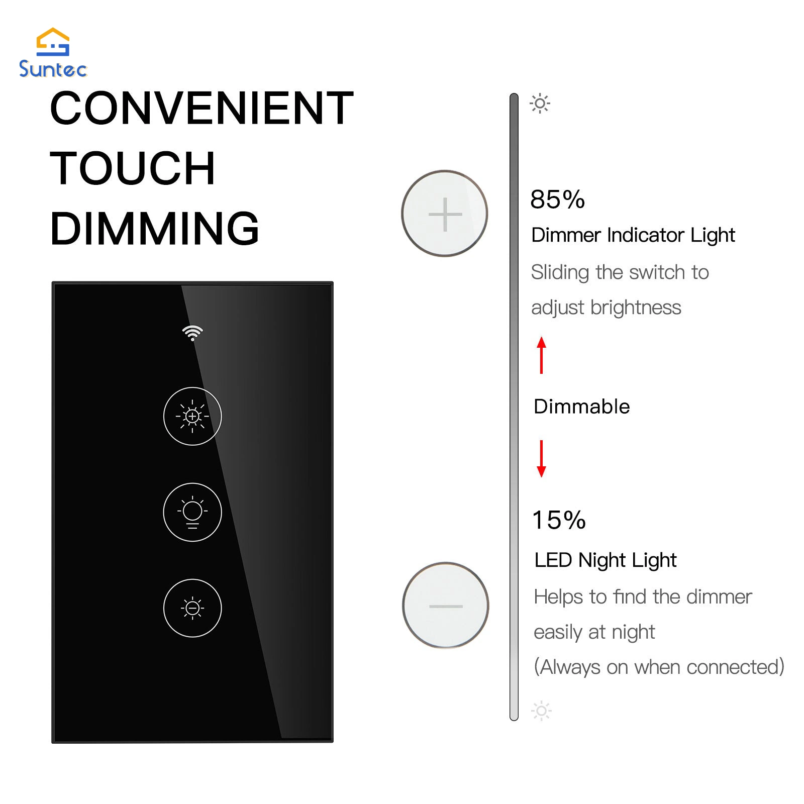 Tuya Smart Glass Panel Touch Dimmer Switch Relay Status Backlight Google Home Voice Control Dimmer Switch