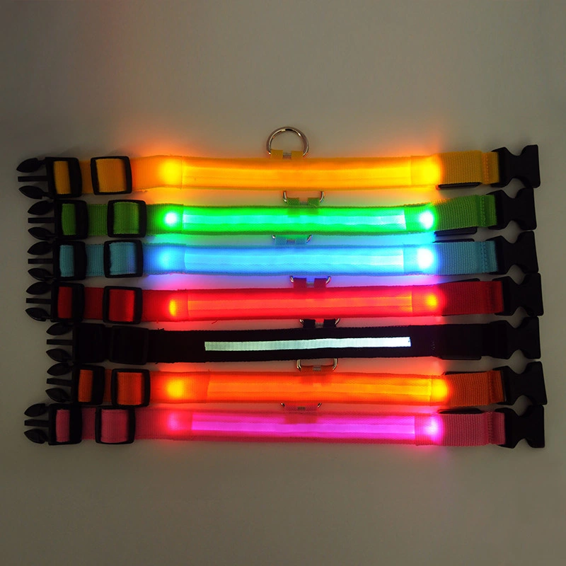 Nylon LED Pet Dog Collar Night Safety Flashing Cat Collar Pet Products