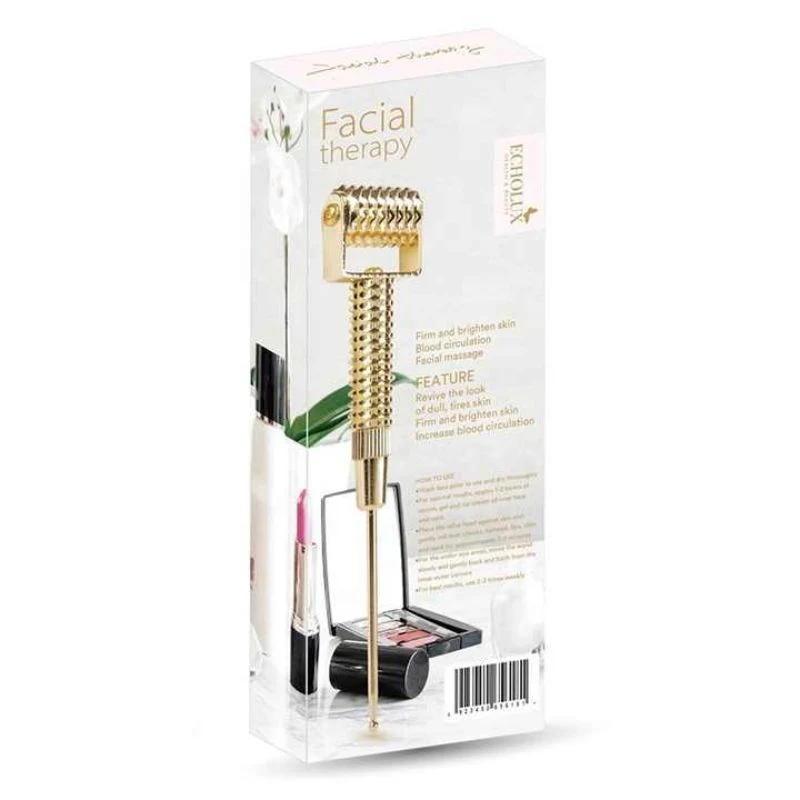 Private Label Metal 24K Golden Facial Masaje Roller Bar Handheld Reafirmante T 4D 3D Masaje con rodillo Mini Masaje facial