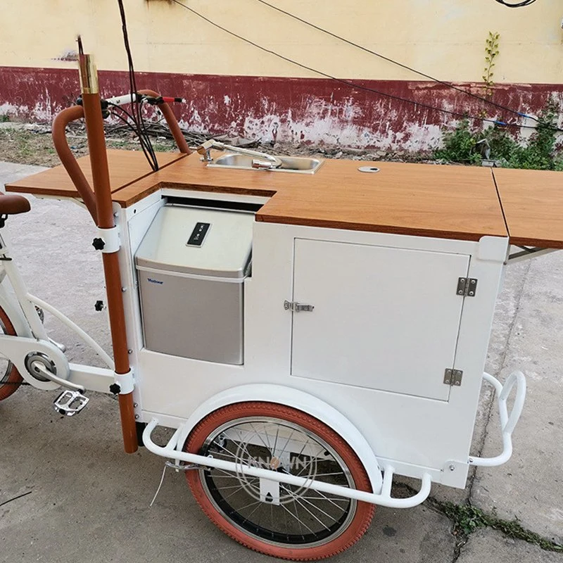 3 Ruedas Kiosco café helado de Carreta de bicicletas de Carga pedal eléctrico bebidas bicicleta triciclo de expendedoras de snack con mini refrigerador