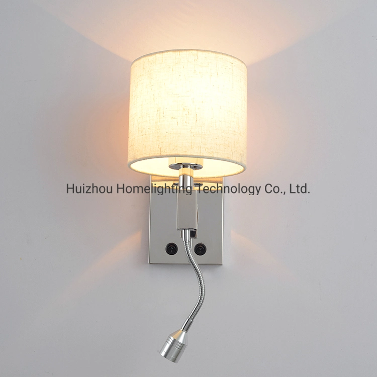 H005 Lighting Design Wall Lamp LED Bedside Wall Lamp with 1W Reading Light for Hotel