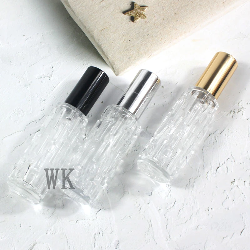 10ml Transparent Clear Glass Spray Bottle with Black/Gold Cap