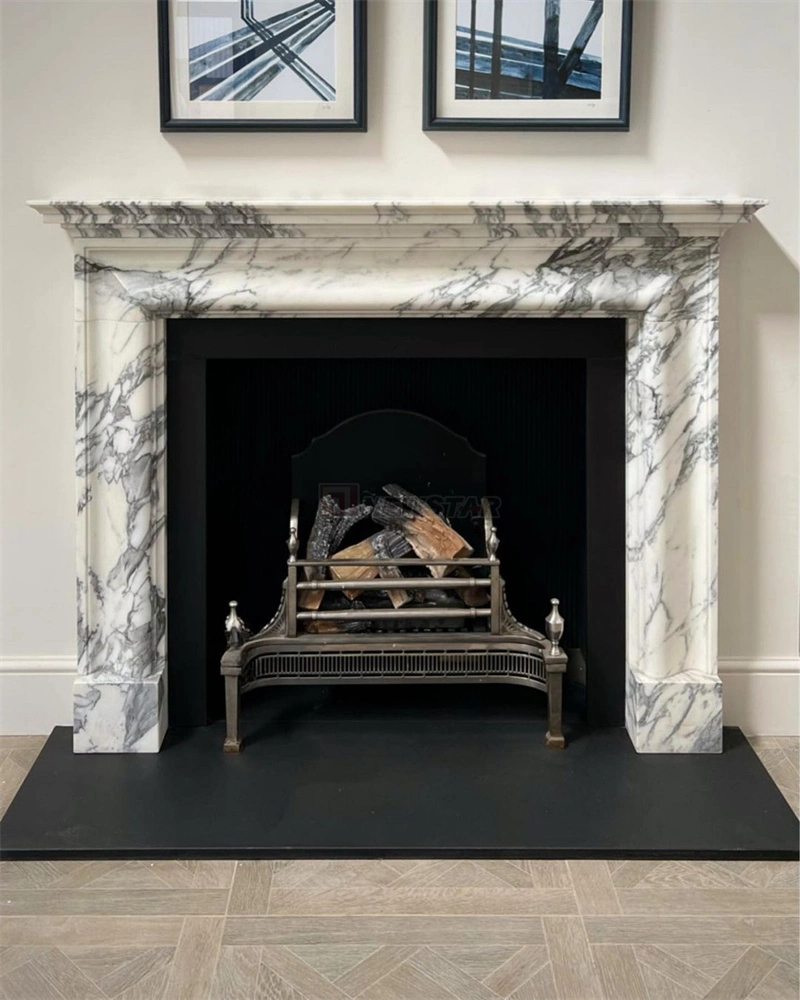 Newstar Stone Sample Style Marble Fireplace Indoor Decoration Mantel Marble Fireplace Surround Natural Stone Fireplace Carving