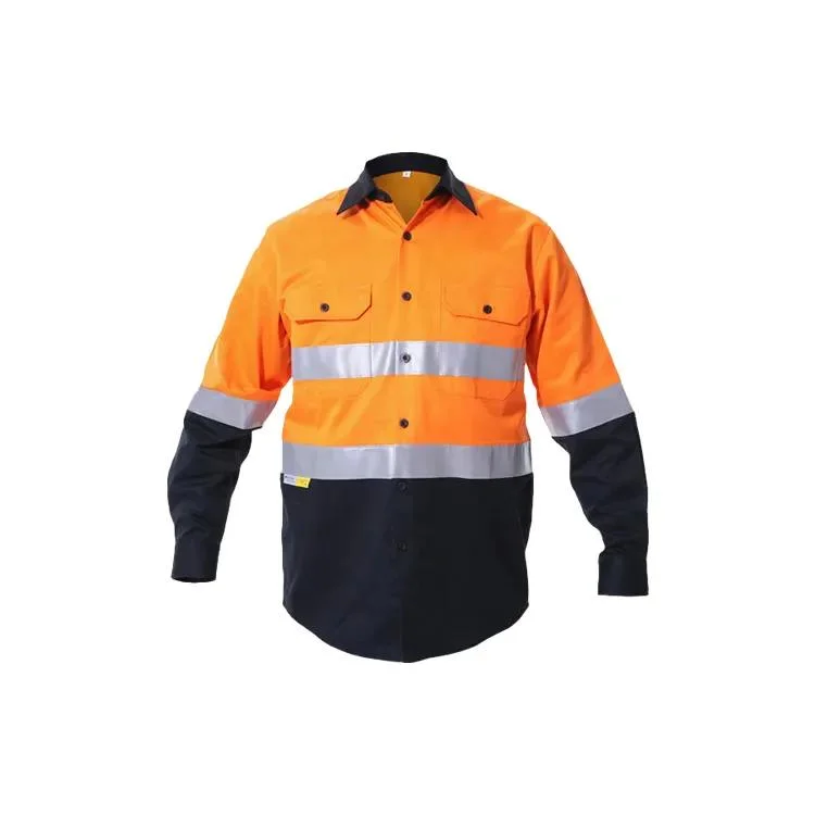 High Visibility Construction Safety Work Wear Custom Logo His Vis Work Jackets with Reflective Tape for Mine Oil Field Uniforms