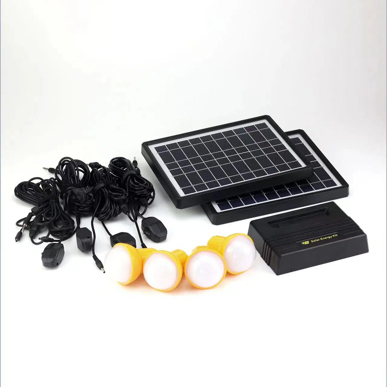 Portable Home Use Cheap Factory Price off Grid Solar Panel System Solar Generator with 4 PCS LED Bulbs and USB for Mobile Phone Charge