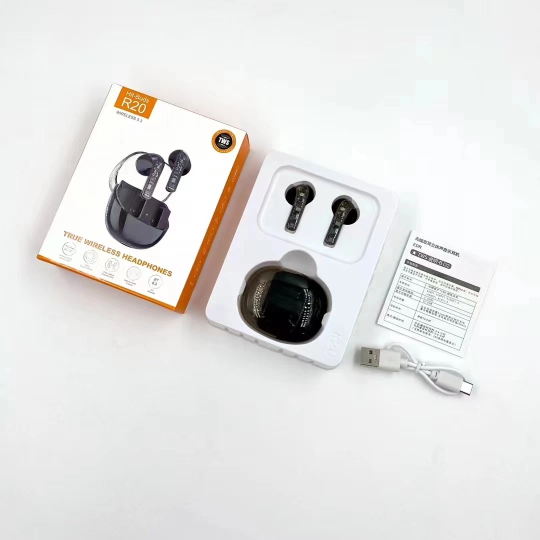 Kabellose Ohrhörer, Bluetooth 5,0, Kopfhörer Bass Stereo, Bluetooth-Ohrhörer in-Ear Noise Cancelling Mikrofon, R20