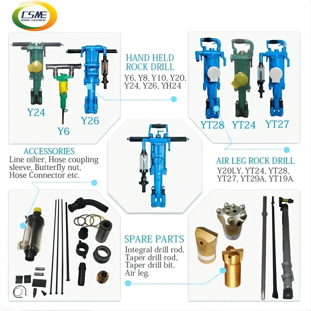 Yt24, Yt27, Yt28, Yt29A Pneumatic Air Leg Hand Held Rock Drill