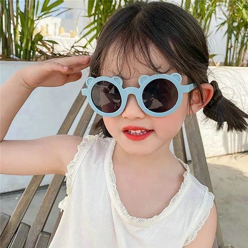 Los niños Ruunjoy gafas de sol de forma de Oso de dibujos animados niñas niño niños de la calle Ronda de las gafas de sol anteojos Eyewears Beat lindo bebé UV