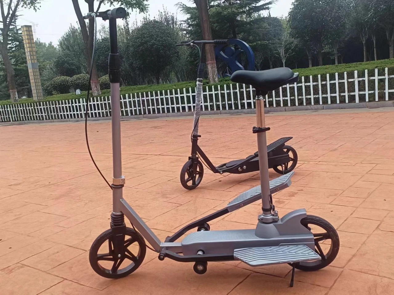 Biplano extragrande scooter de mano plegable de bicicleta con amortiguador todo el cuerpo metálico Con alas de freno