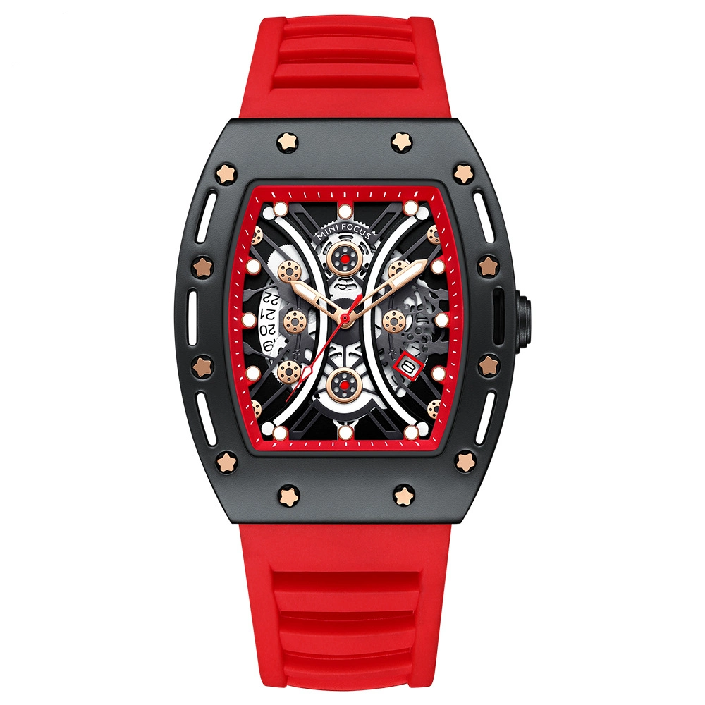 Men's Quartz Watch 3ATM Waterproof Silicone Belt Hollow Cool Stylish Man Clock Watches Big Dial Wristwatch Relojes