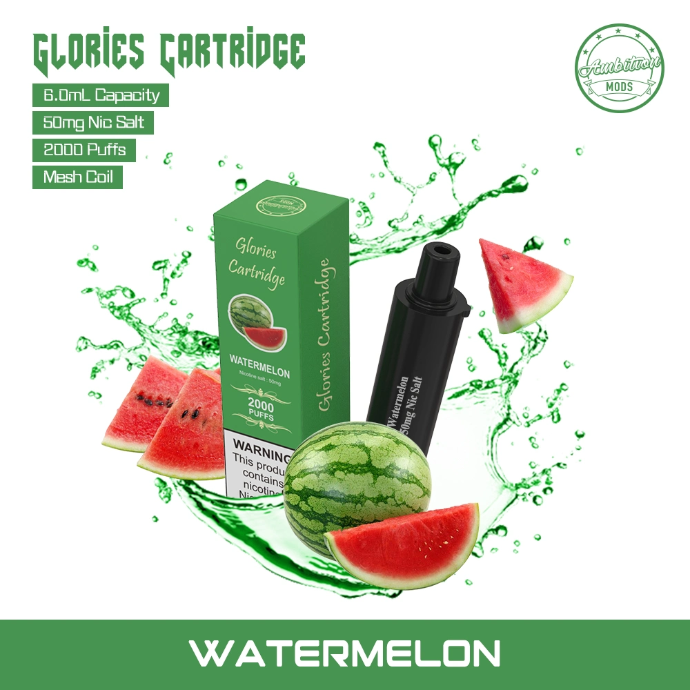 Glories 18650 Disposable Vape Kit 6ml Vape Pen Ambition Mods Atomizer Electronic Cigarette 2000 Puffs Pod