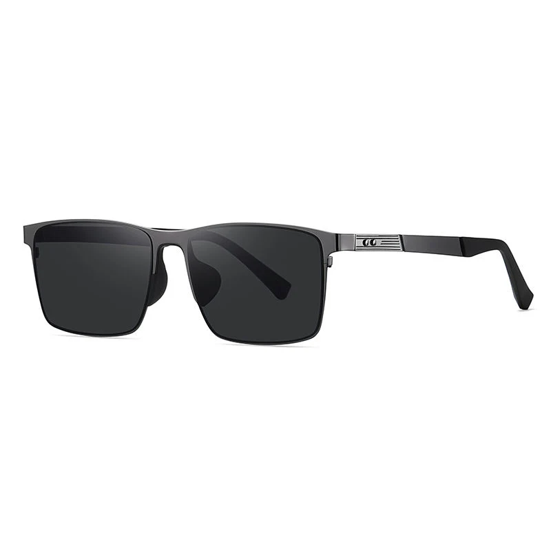 Gafas de sol rectangulares de lujo de acero inoxidable para hombre UV400