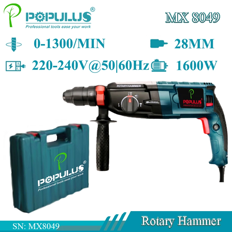 Populus Nova chegada Industrial qualidade martelo rotativo Ferramentas de potência 1600 W. Martelo eléctrico para o mercado nigeriano