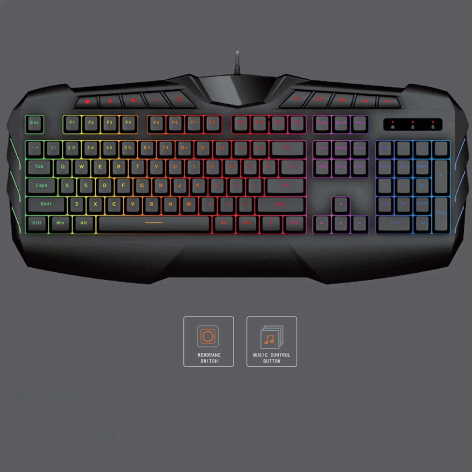 Portátil ultra delgado Multisistema clave 104 Teclado con cable de tamaño completo, película de cine, juegos de azar el teclado, la diferencia Glow