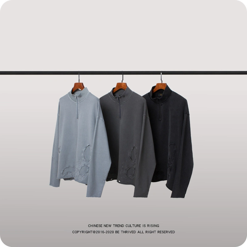 2022 New Products China Wholesale/Supplier Sports Wear Long Sleeve Worn-out Trend Sweatshirts for Men