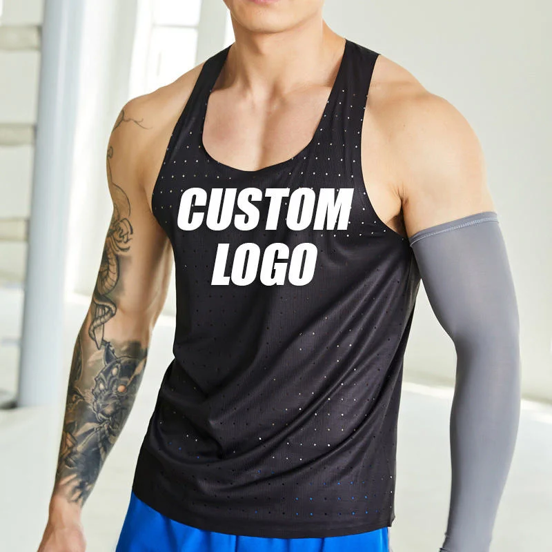 High quality/High cost performance  Marathon Vest Men's Track and Field Training Running Fitness Ultra Light Speed Dry Mesh Competition Clothing