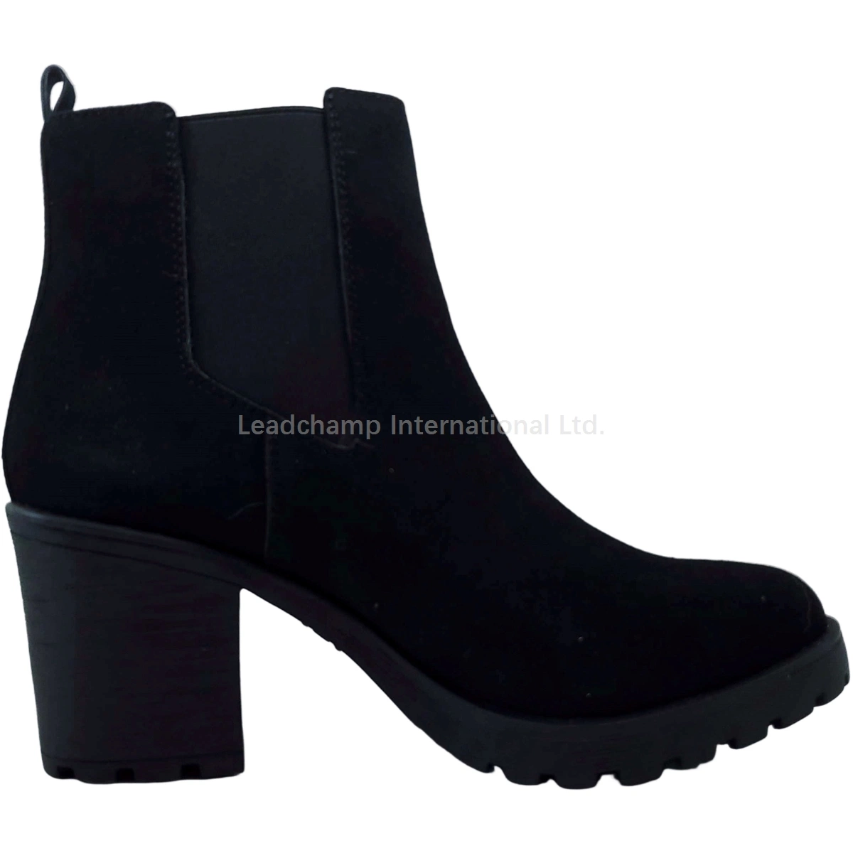 Lady Ankle Boots PU Upper with Metallic Zipper Shoes Chunky Heel Boots