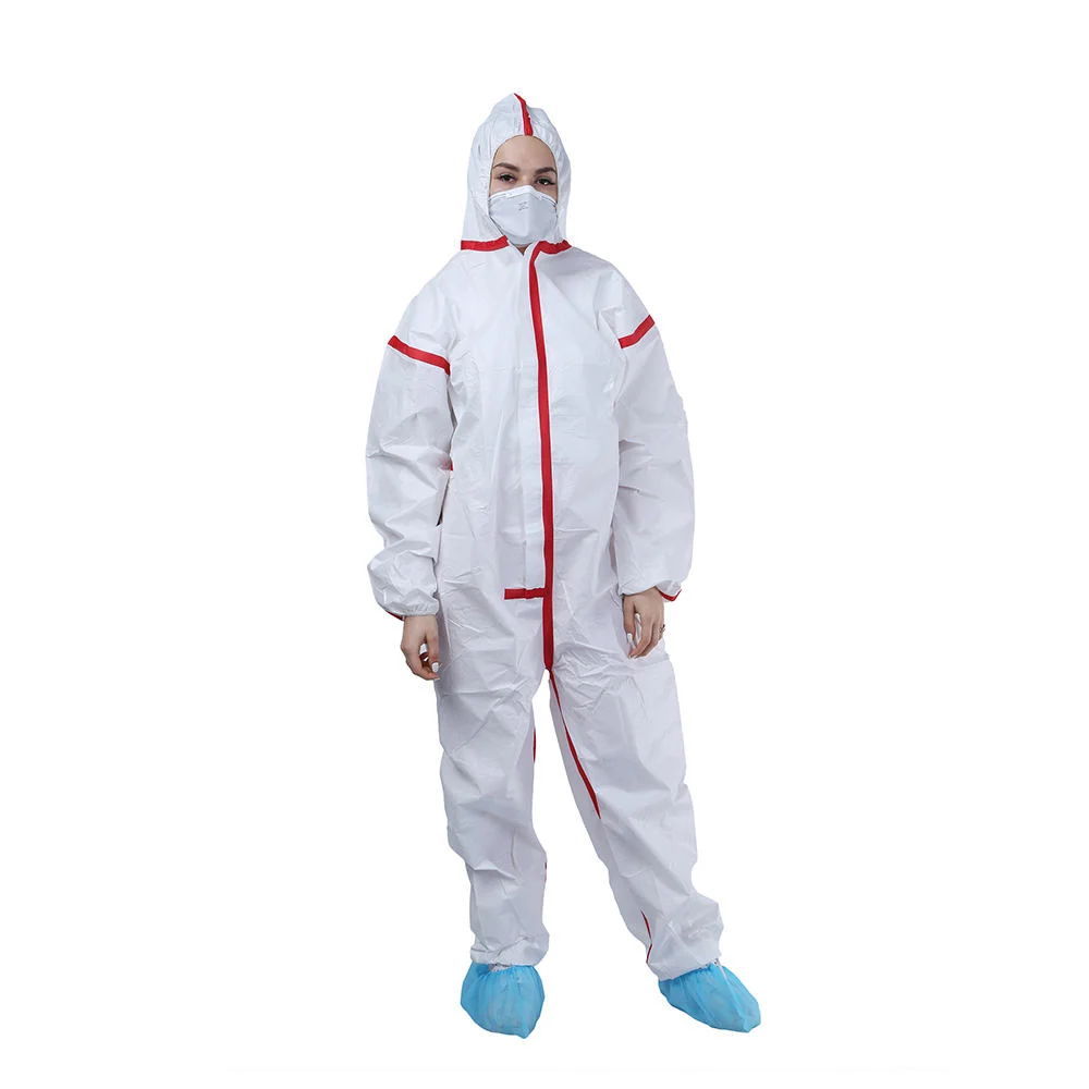 Tipo de baratos 4/5/6 Traje Hazmat Ppes resistente a productos químicos no Tejido microporoso desechables SMS El amianto se adapte a mono con Logo